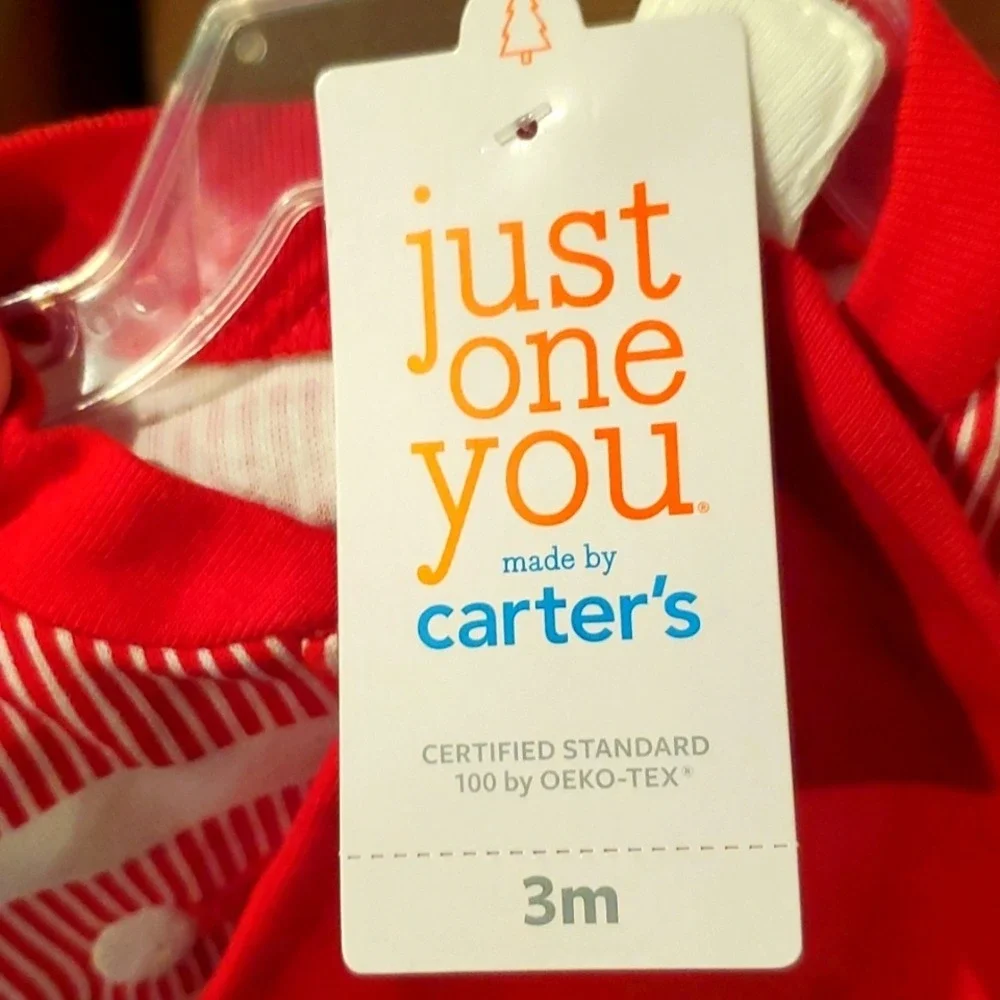 Carter's Just One You NWT Christmas Santa‎ Footie with Hat 3M